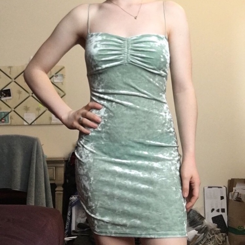 Urban Outfitters mint green velvet dress
